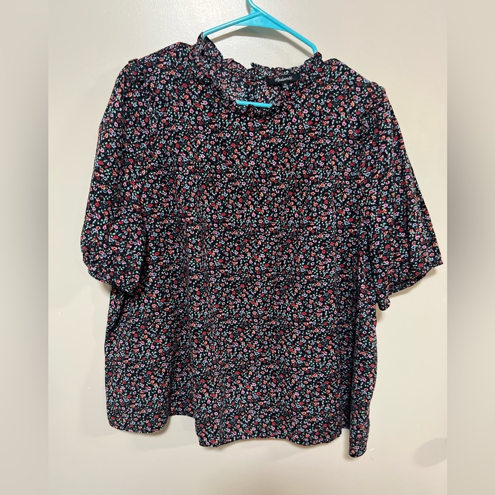 Madewell Prairie Floral Popover ruffle trim Top XL